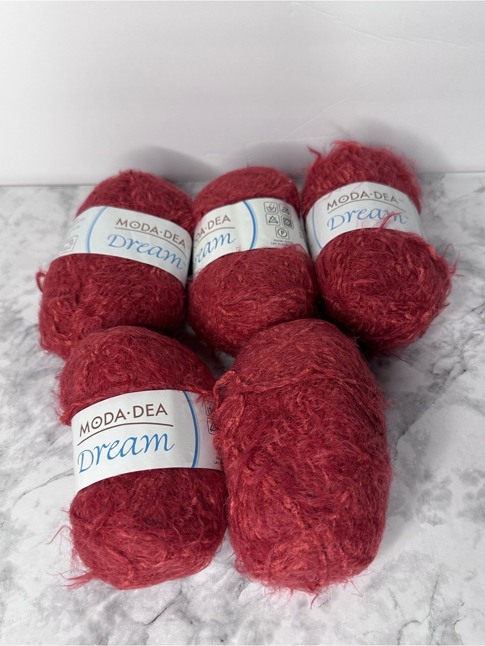 Moda Dea Dream Yarn Raspberry 3773 Lot of 5 Skeins Fuzzy Aran Medium #4